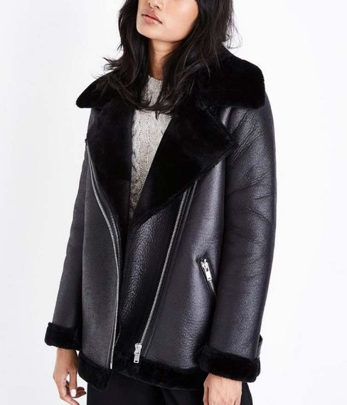 Real Leather Bomber Jacket with Fur