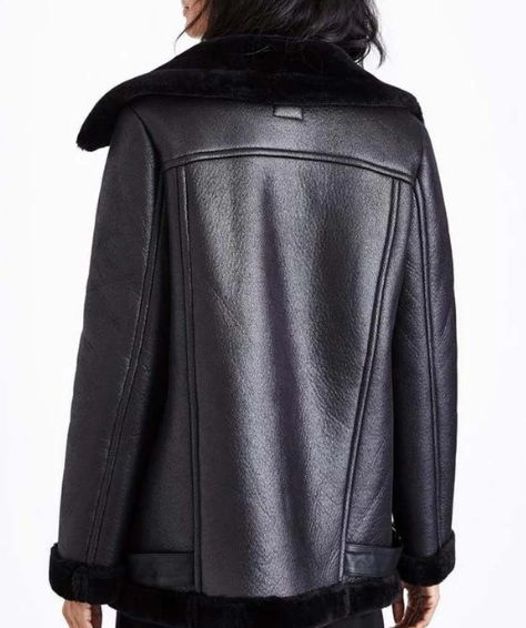 Real Leather Bomber Jacket with Fur