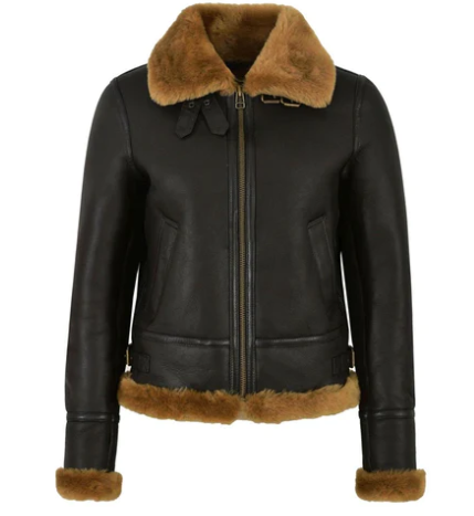 Shearling-Lined Bomber Leather Jacket