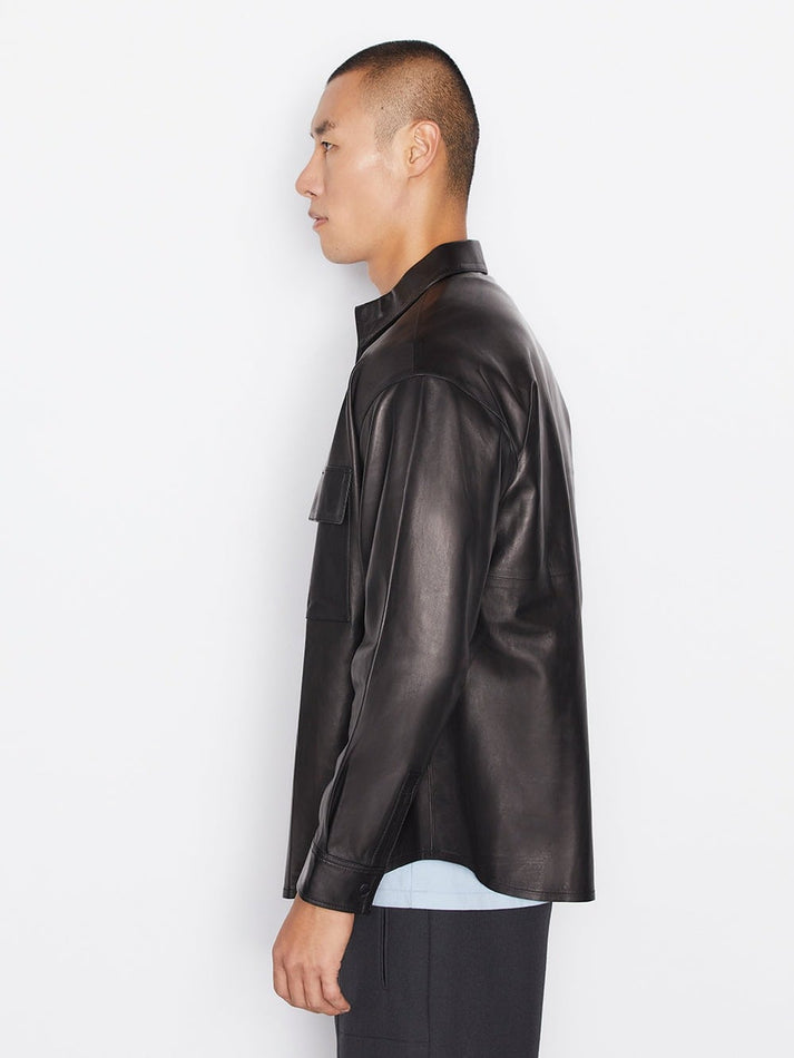 Men Full Sleeve Leather Shirt
