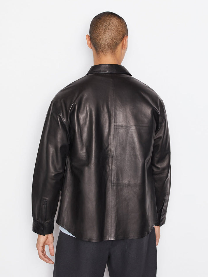 Men Full Sleeve Leather Shirt