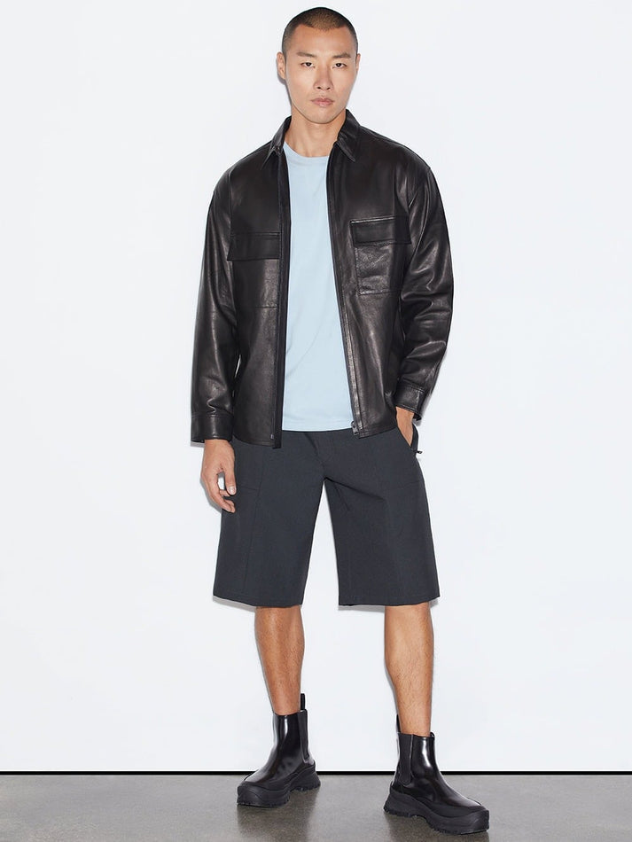 Men Full Sleeve Leather Shirt