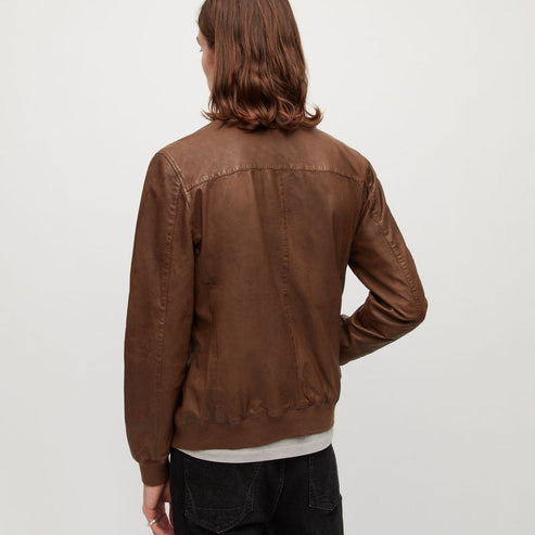 Men’s Brown Lambskin Bomber Jacket