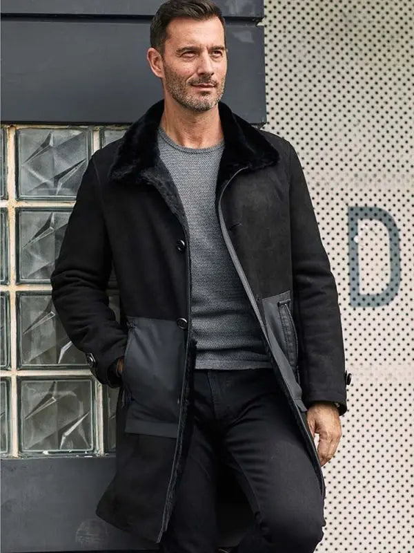 Black Shearling Winter Coat