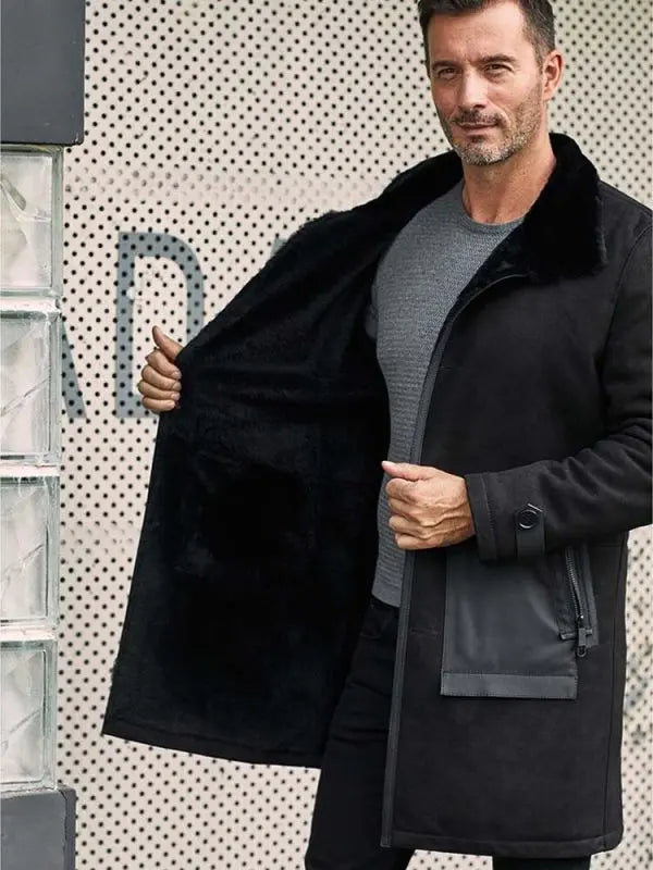 Black Shearling Winter Coat