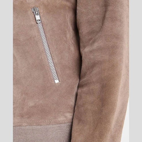 Men's Grey Suede Bomber Jacket