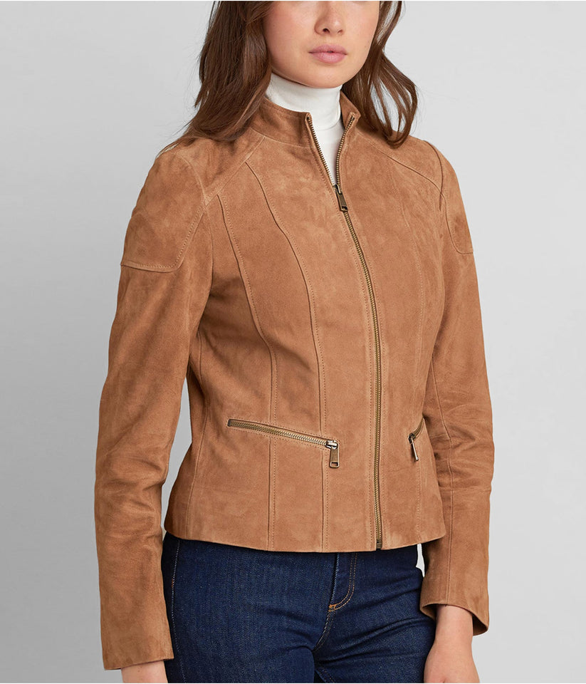 Cropped Suede Moto Jacket