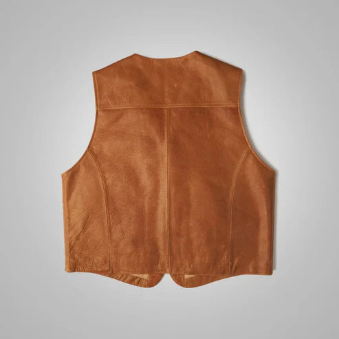 Men’s Vintage Brown Sheepskin Cowboy Vest