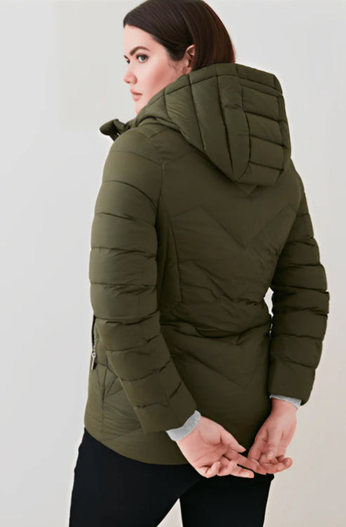 Women’s greenish brown puffer jacket