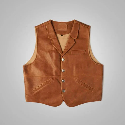 Men’s Vintage Brown Sheepskin Cowboy Vest
