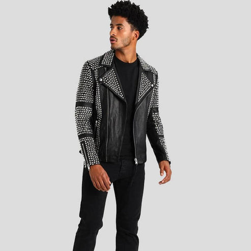 Jaxon Midnight Black Studded Leather Jacket
