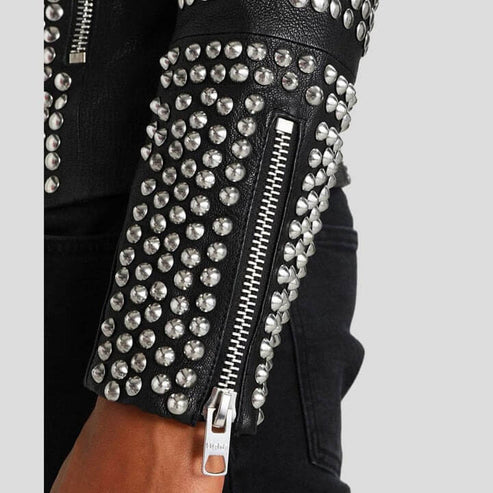 Jaxon Midnight Black Studded Leather Jacket