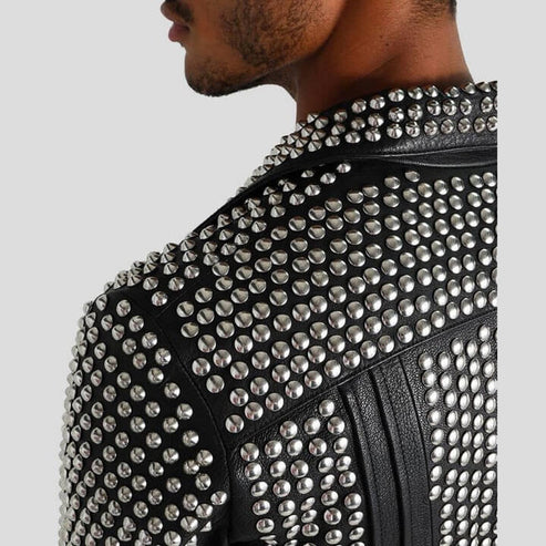 Jaxon Midnight Black Studded Leather Jacket