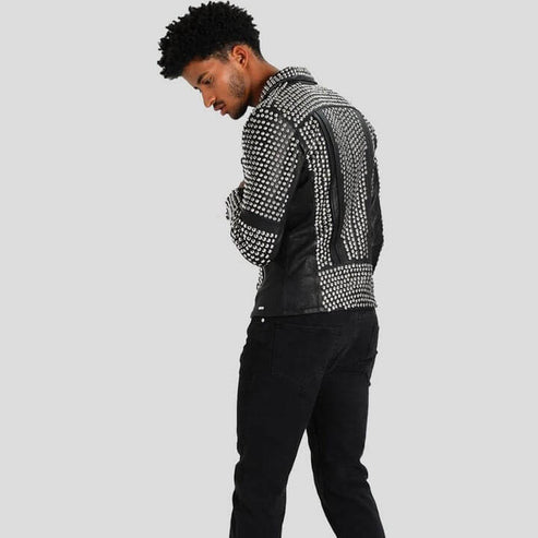 Jaxon Midnight Black Studded Leather Jacket