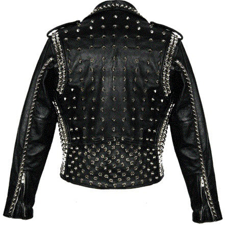 Silver Studded Leather Jacket for Men