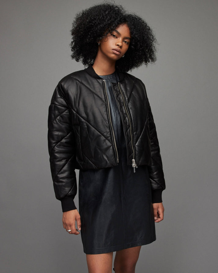 Leather Puffer Jacket for Women