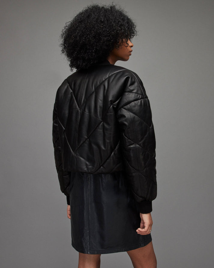 Leather Puffer Jacket for Women