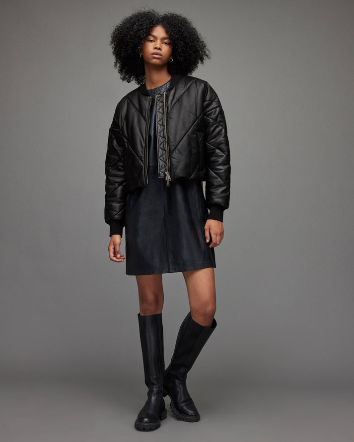 Leather Puffer Jacket for Women