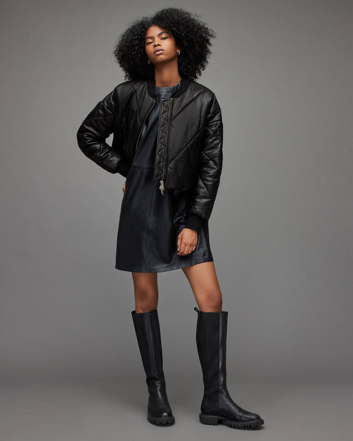 Leather Puffer Jacket for Women