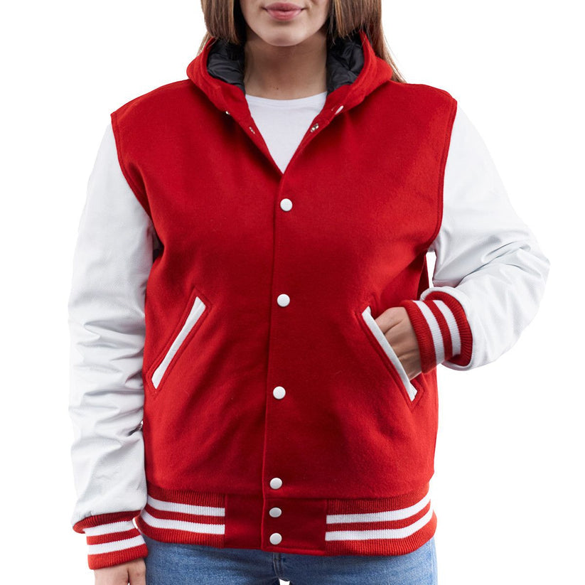 Red And White Varsity Jacket For Women