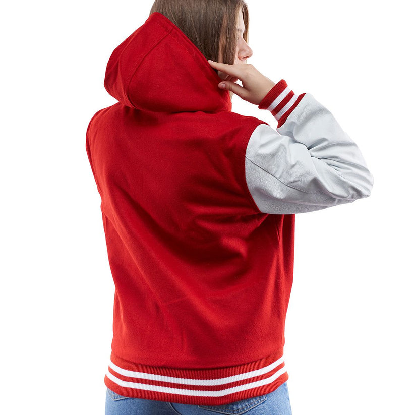 Red And White Varsity Jacket For Women