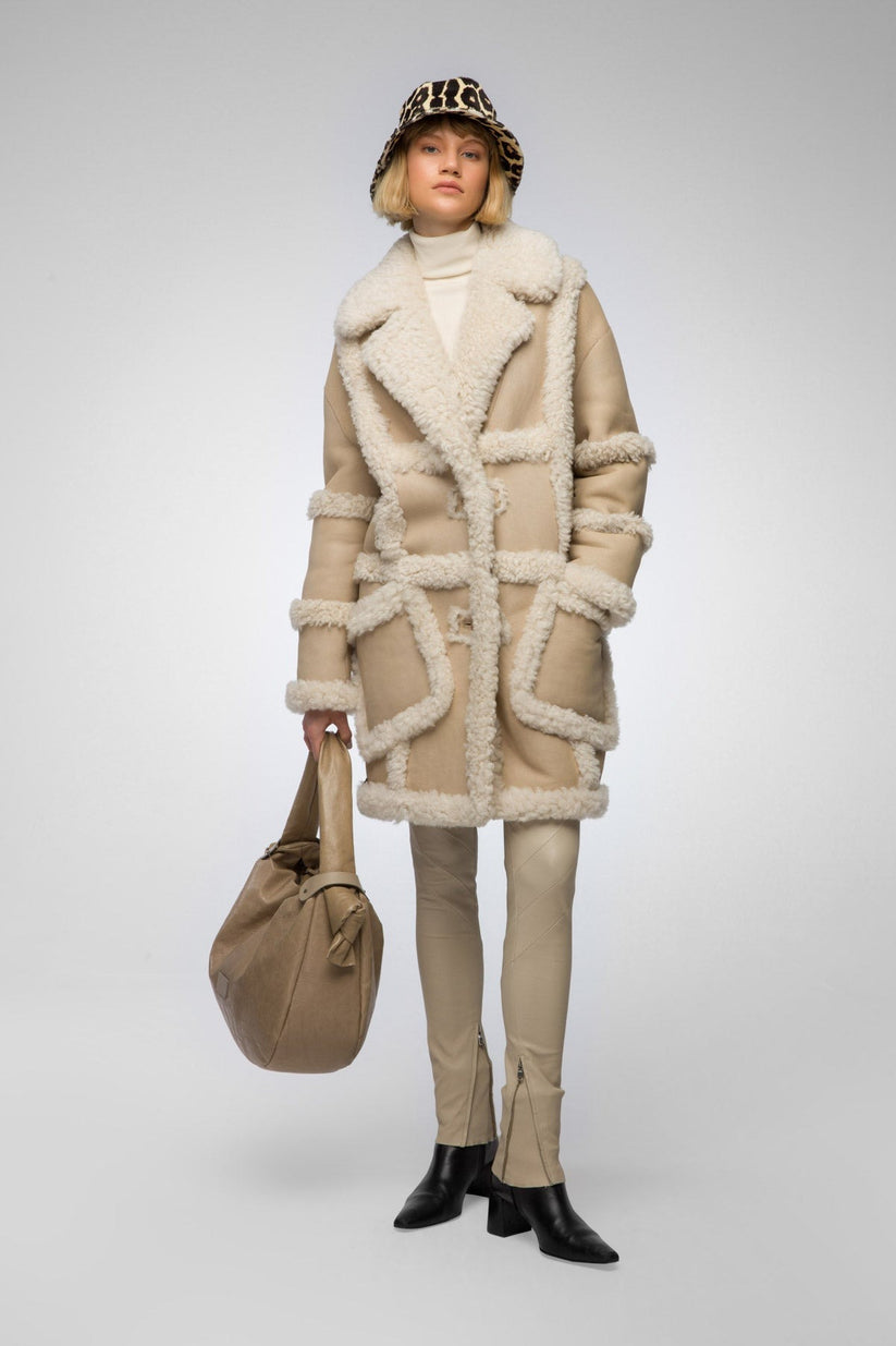 Beige Shearling Leather Jacket