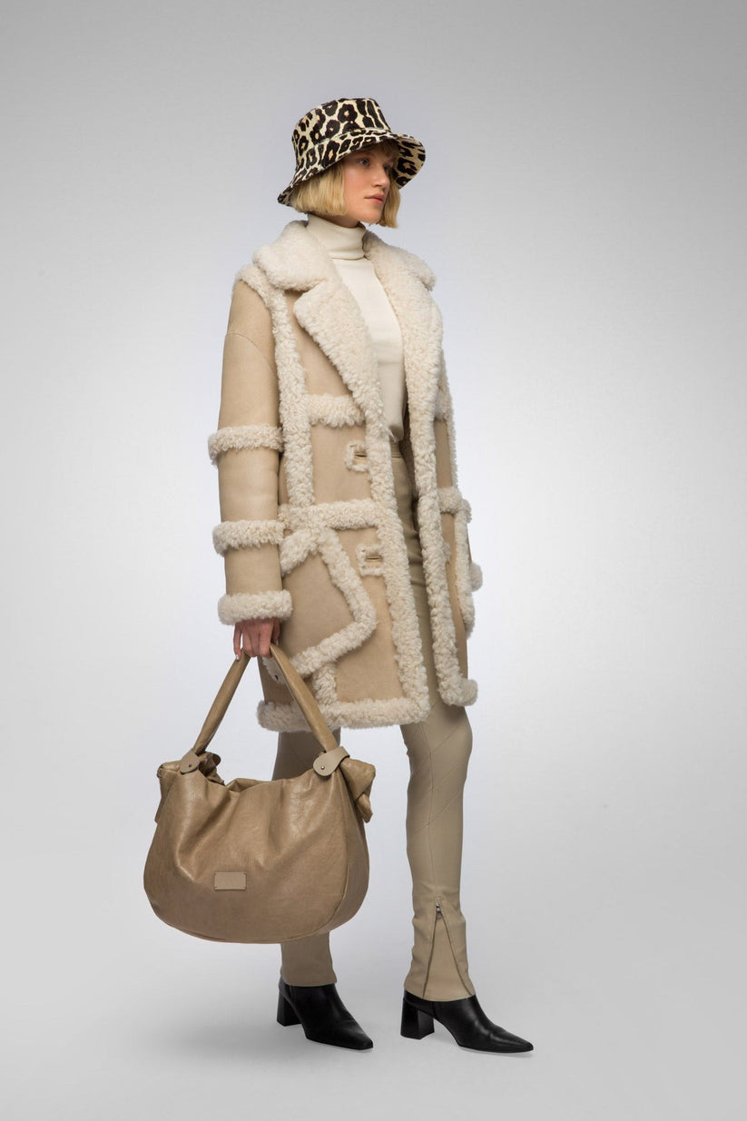 Beige Shearling Leather Jacket