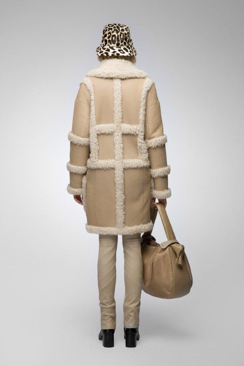 Beige Shearling Leather Jacket