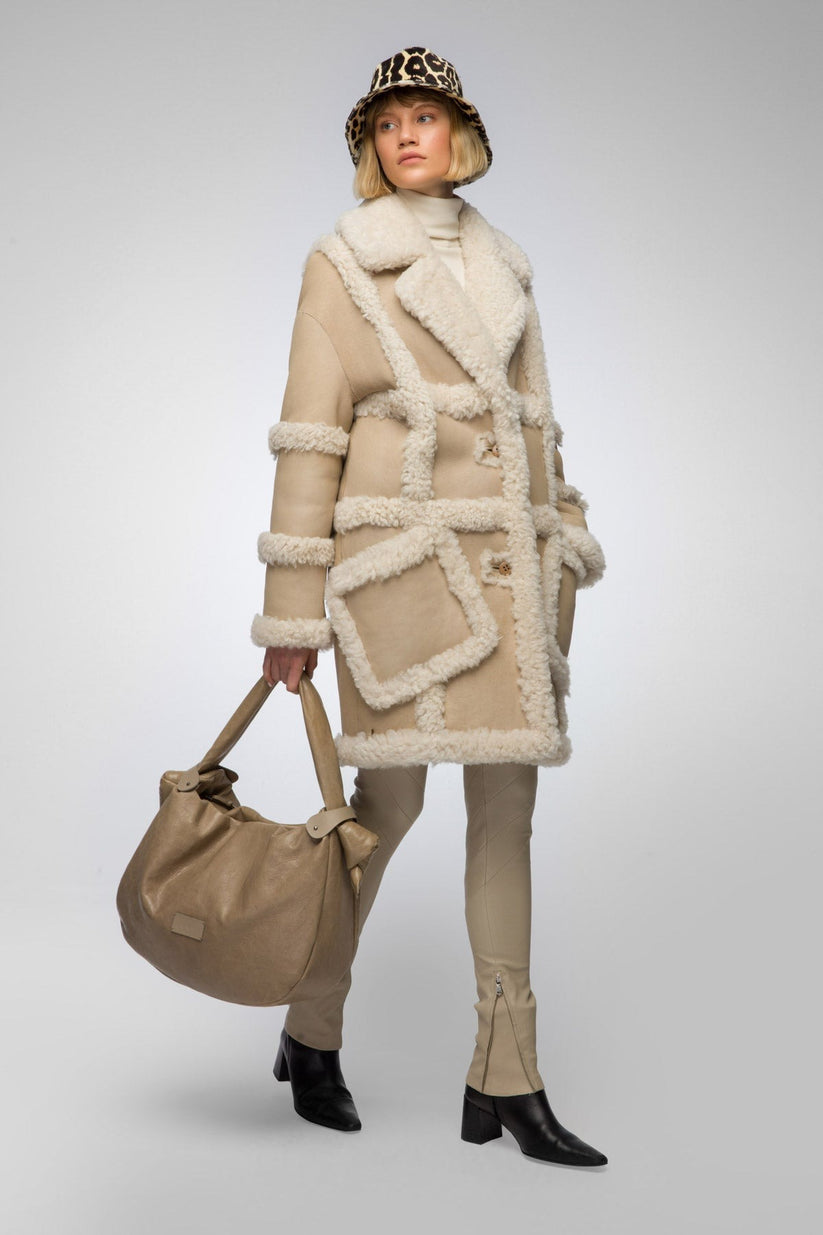 Beige Shearling Leather Jacket