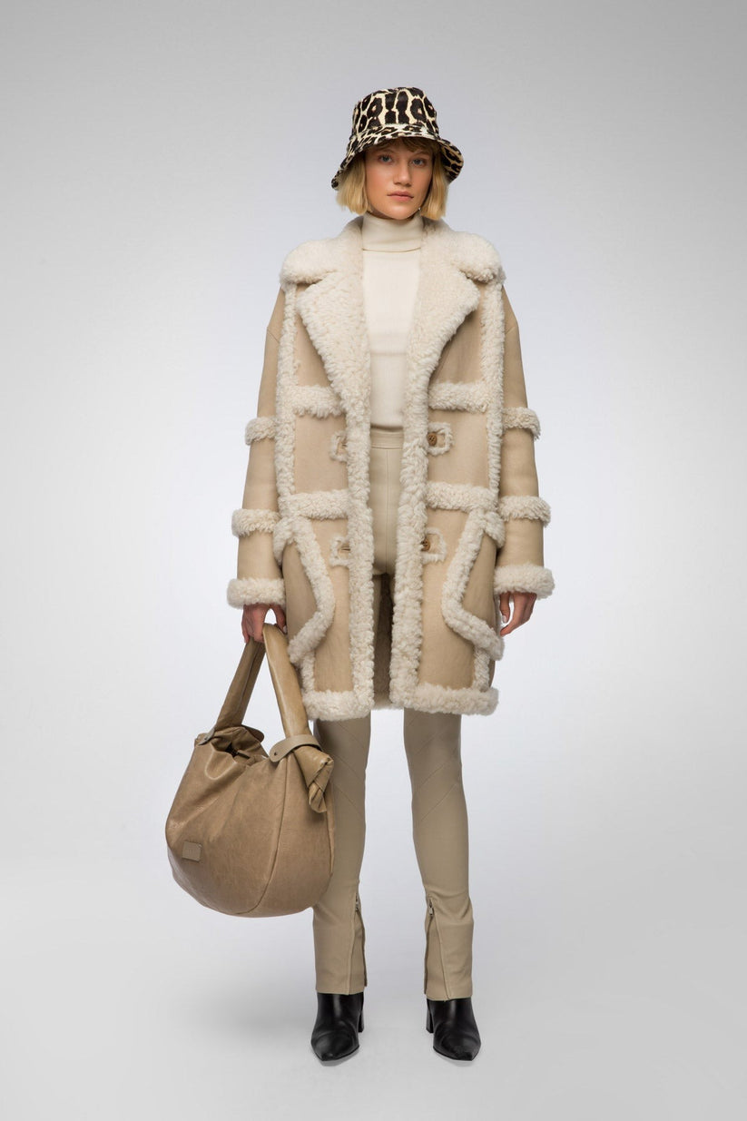 Beige Shearling Leather Jacket