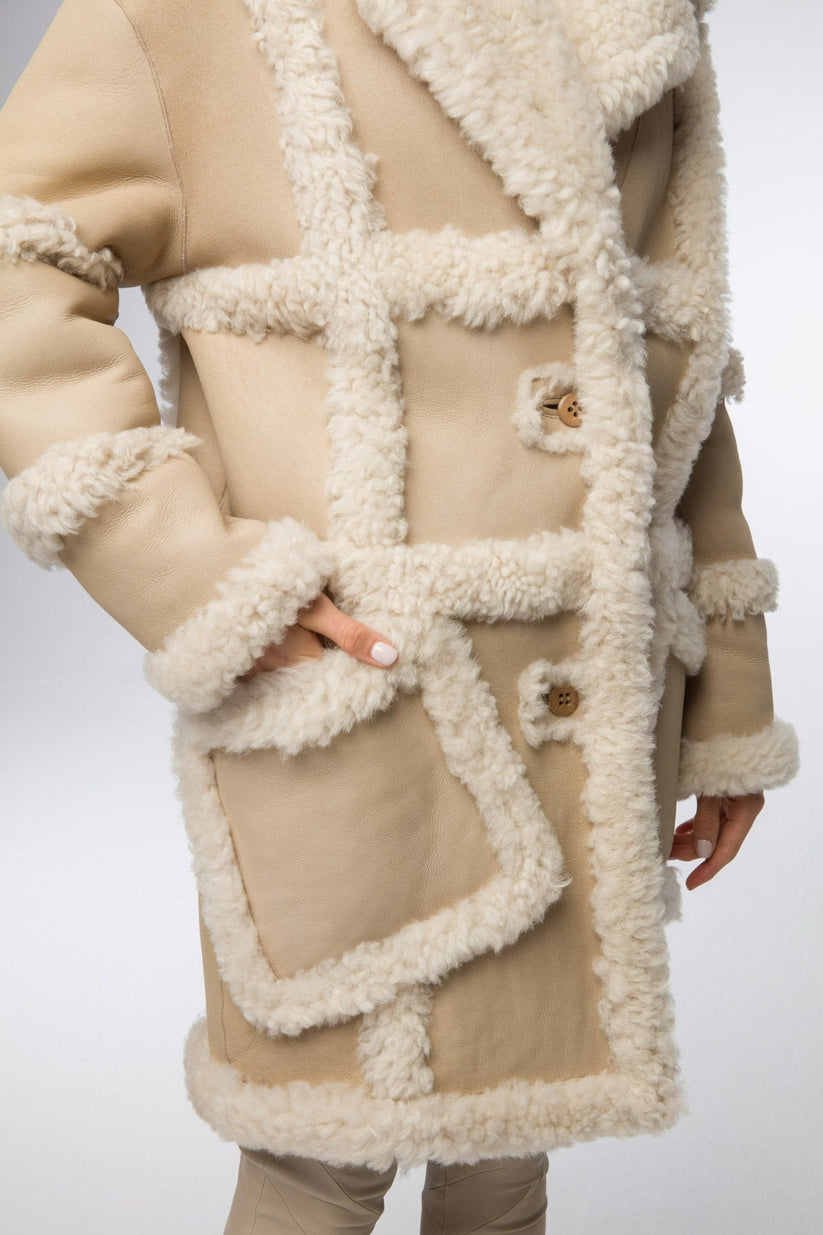 Beige Shearling Leather Jacket
