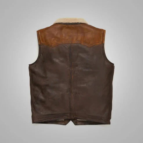 Men’s Brown Shearling Sheepskin Vest