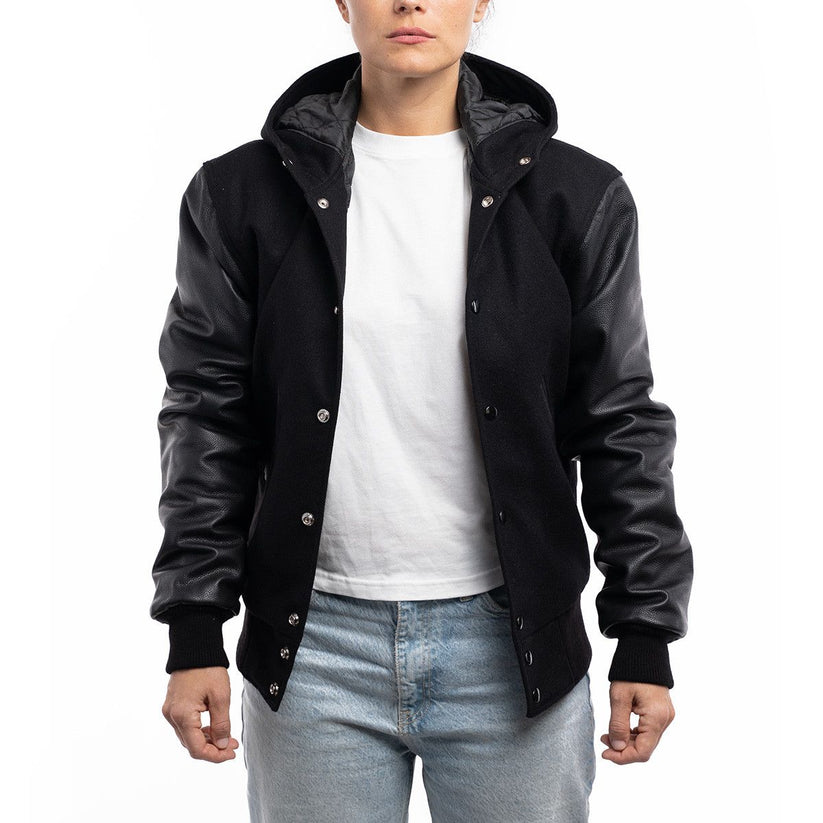 Women’s Letterman Bomber With Hood
