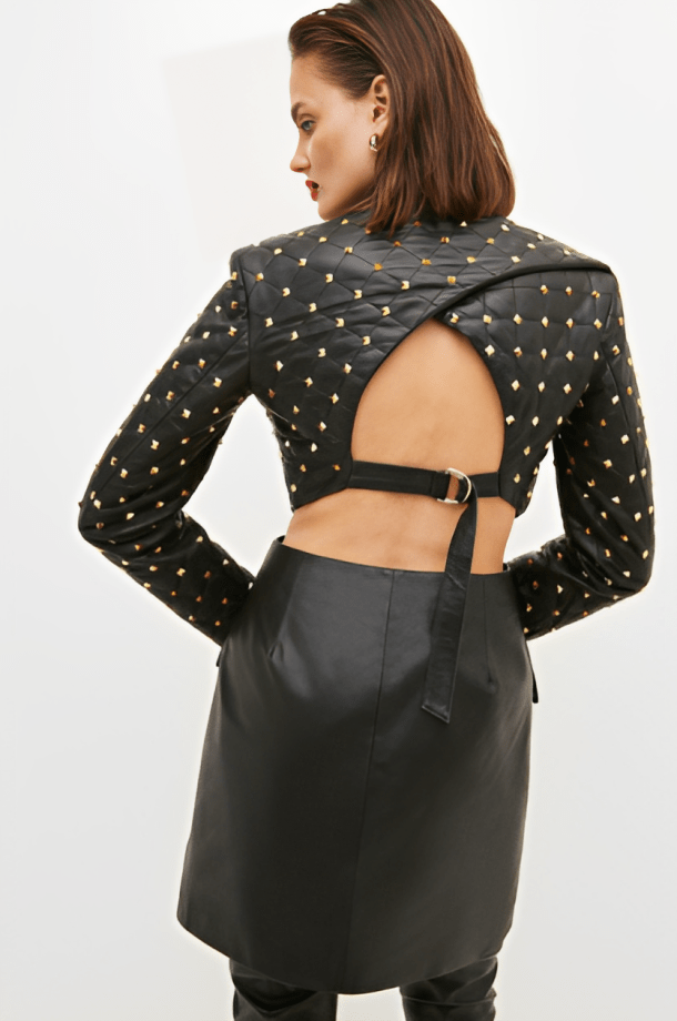 Midnight Quartz Studded Leather Blazer