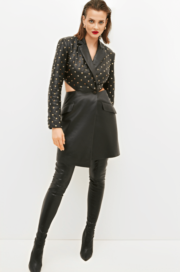 Midnight Quartz Studded Leather Blazer