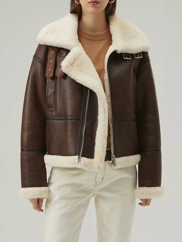 Dark Brown Leather Jacket for Women