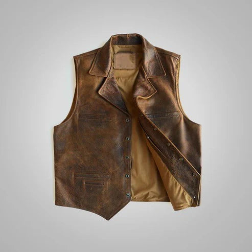 Brown Sheepskin Cowboy Vest