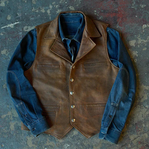 Brown Sheepskin Cowboy Vest