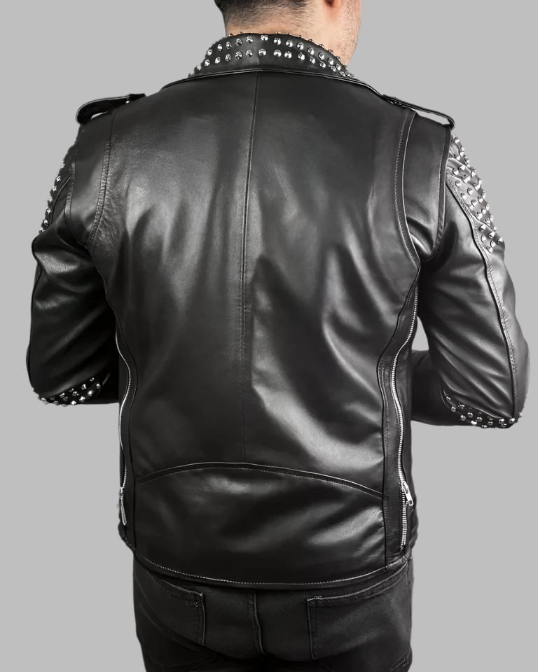 Black Motorcycle Jacket with Studs