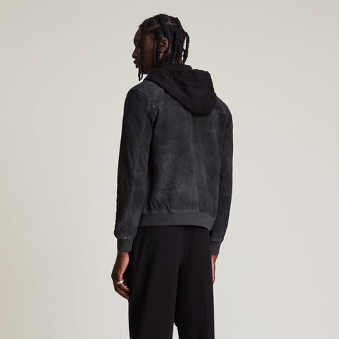 Men’s Suede Hooded Bomber Jacket