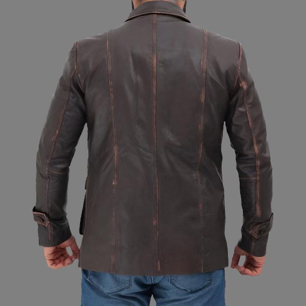 Distressed Brown Leather Jacket for Men