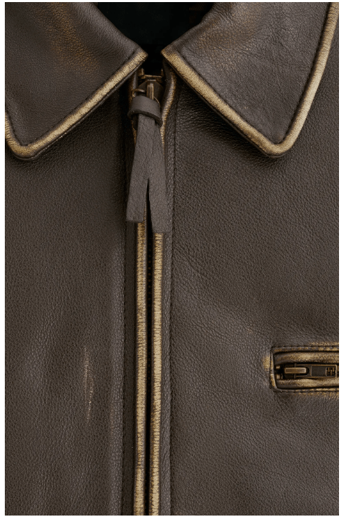 Dark Brown Vintage Leather Jacket for Women