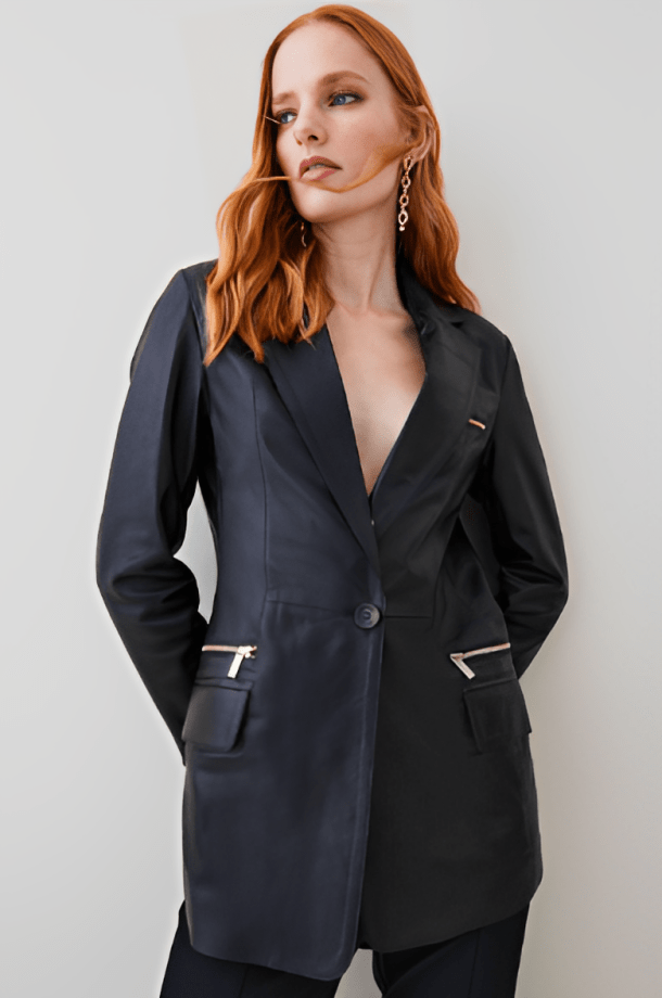 Noir Luxe Oversized Leather Blazer