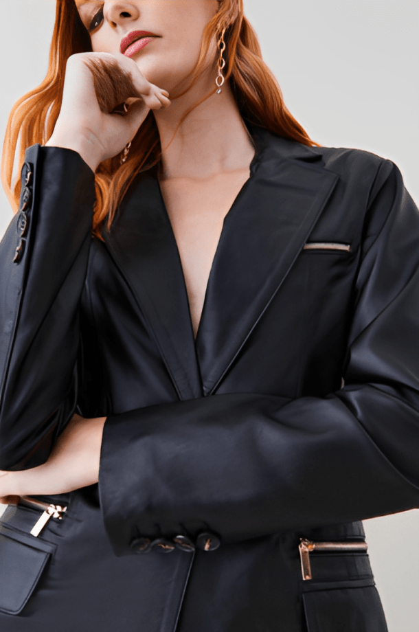 Noir Luxe Oversized Leather Blazer