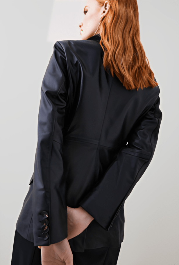 Noir Luxe Oversized Leather Blazer