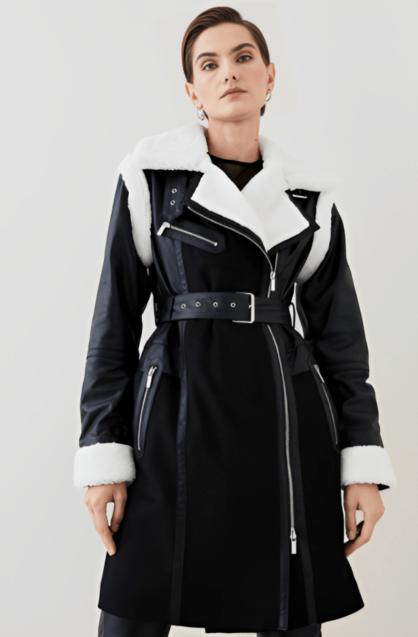 Shearling-lined Leather Coat