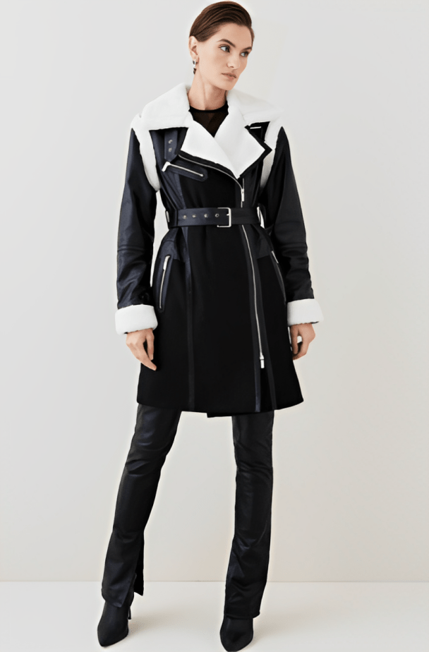 Shearling-lined Leather Coat