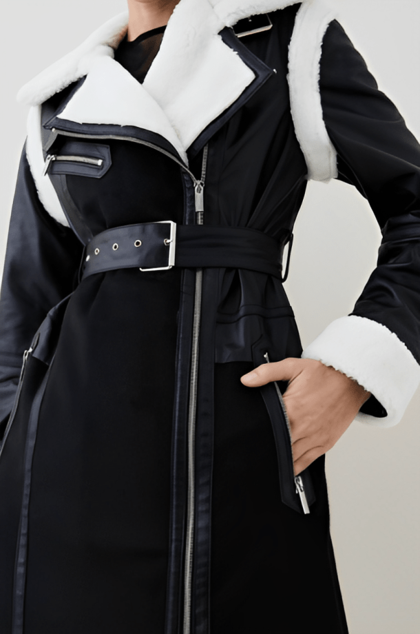 Shearling-lined Leather Coat