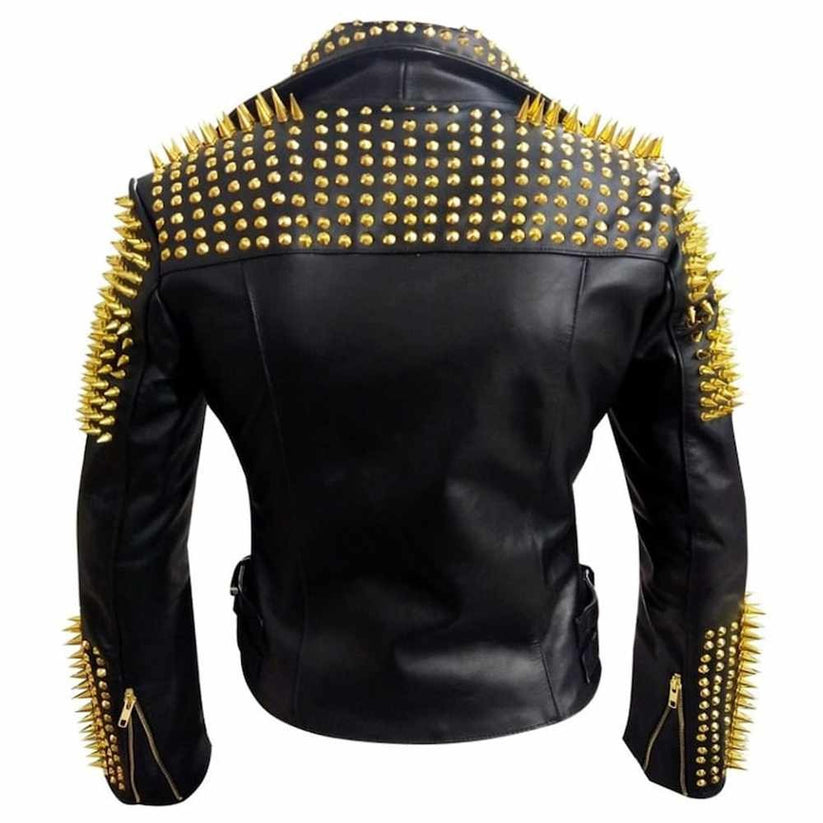 Punk Leather Motorcycle Jacket for Men