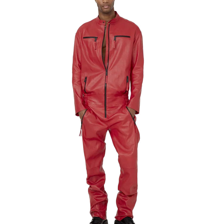 Men’s Bold Leather Fashion Jumpsuits